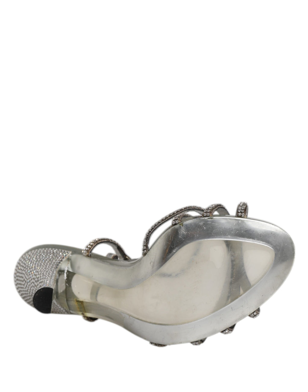 Dolce & Gabbana Silver Strass Ankle Strap Heels Sandals Shoes