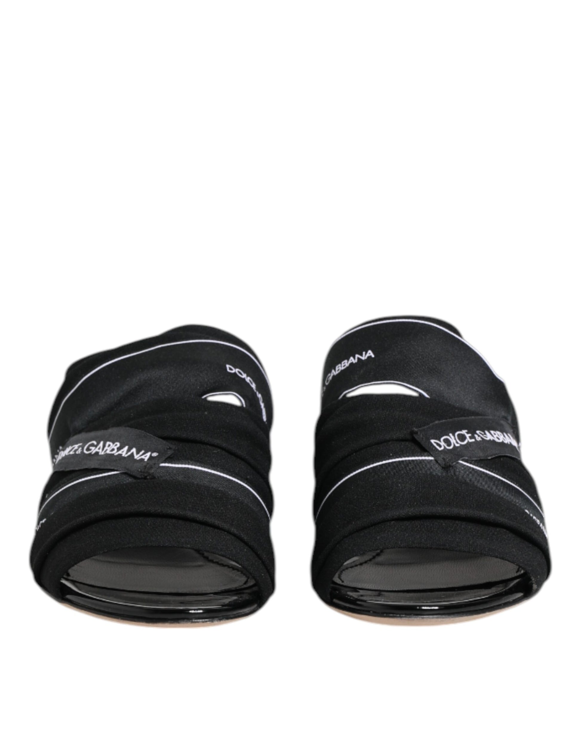 Dolce & Gabbana Black Slides Slip On Sandals Shoes