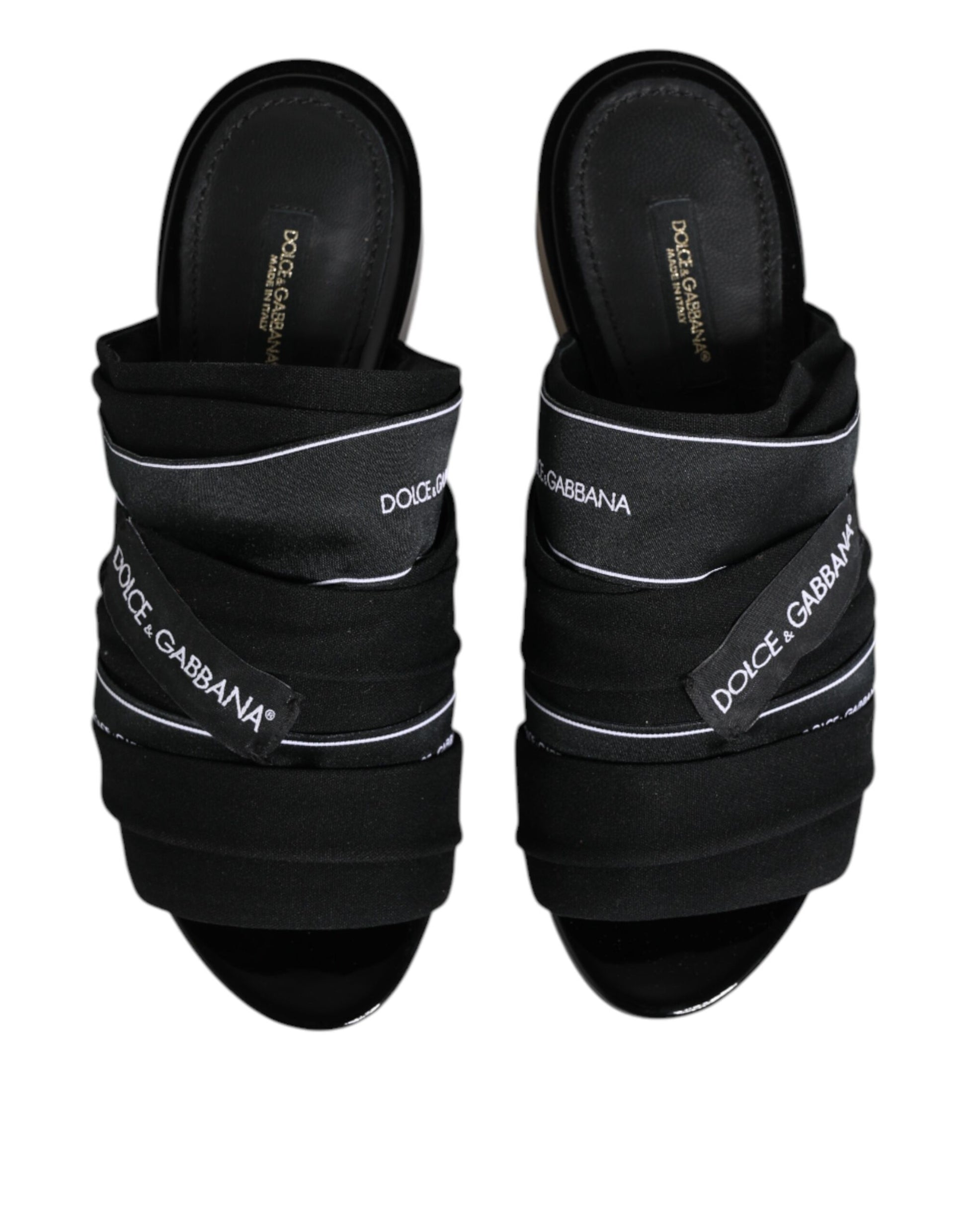 Dolce & Gabbana Black Slides Slip On Sandals Shoes
