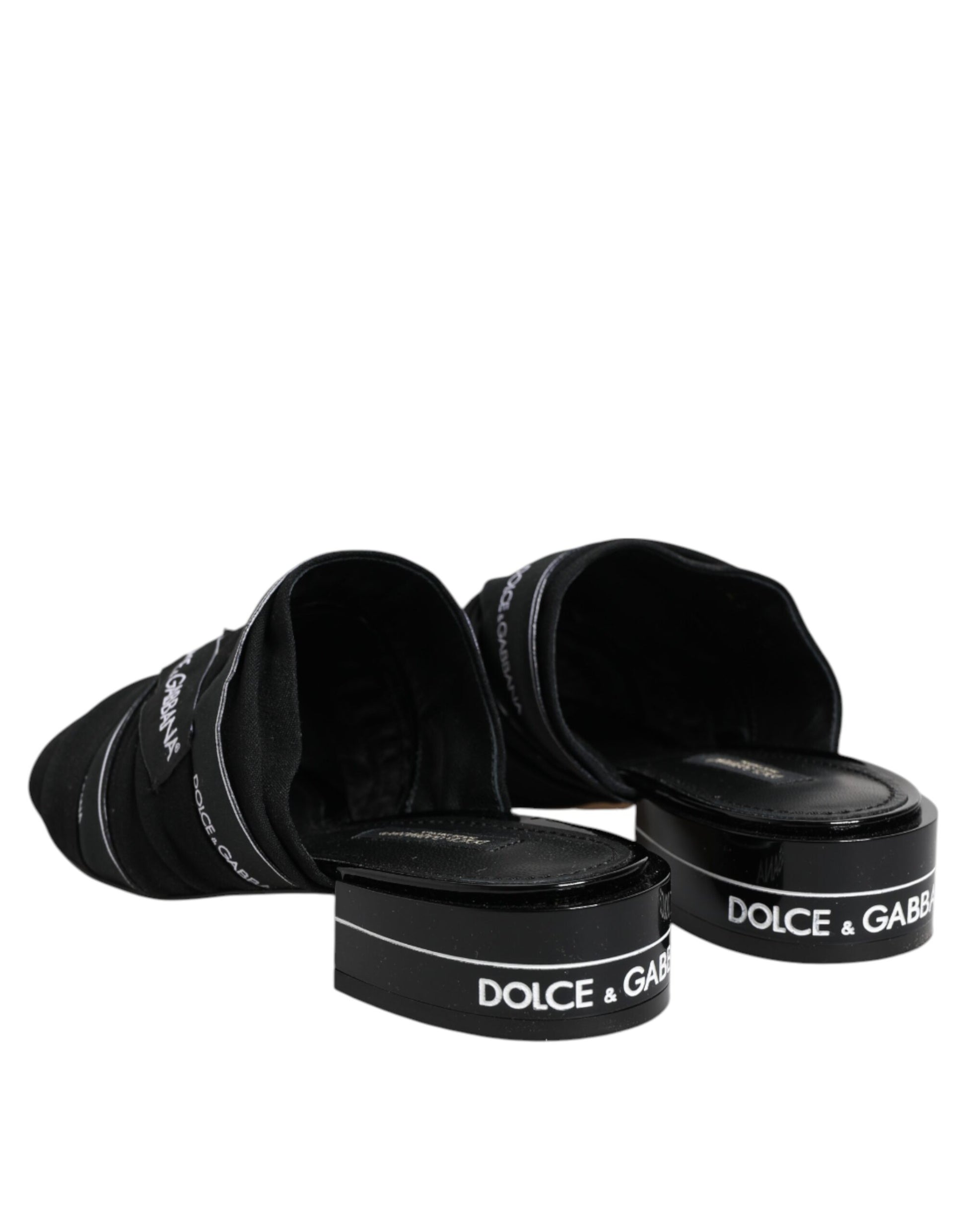 Dolce & Gabbana Black Slides Slip On Sandals Shoes