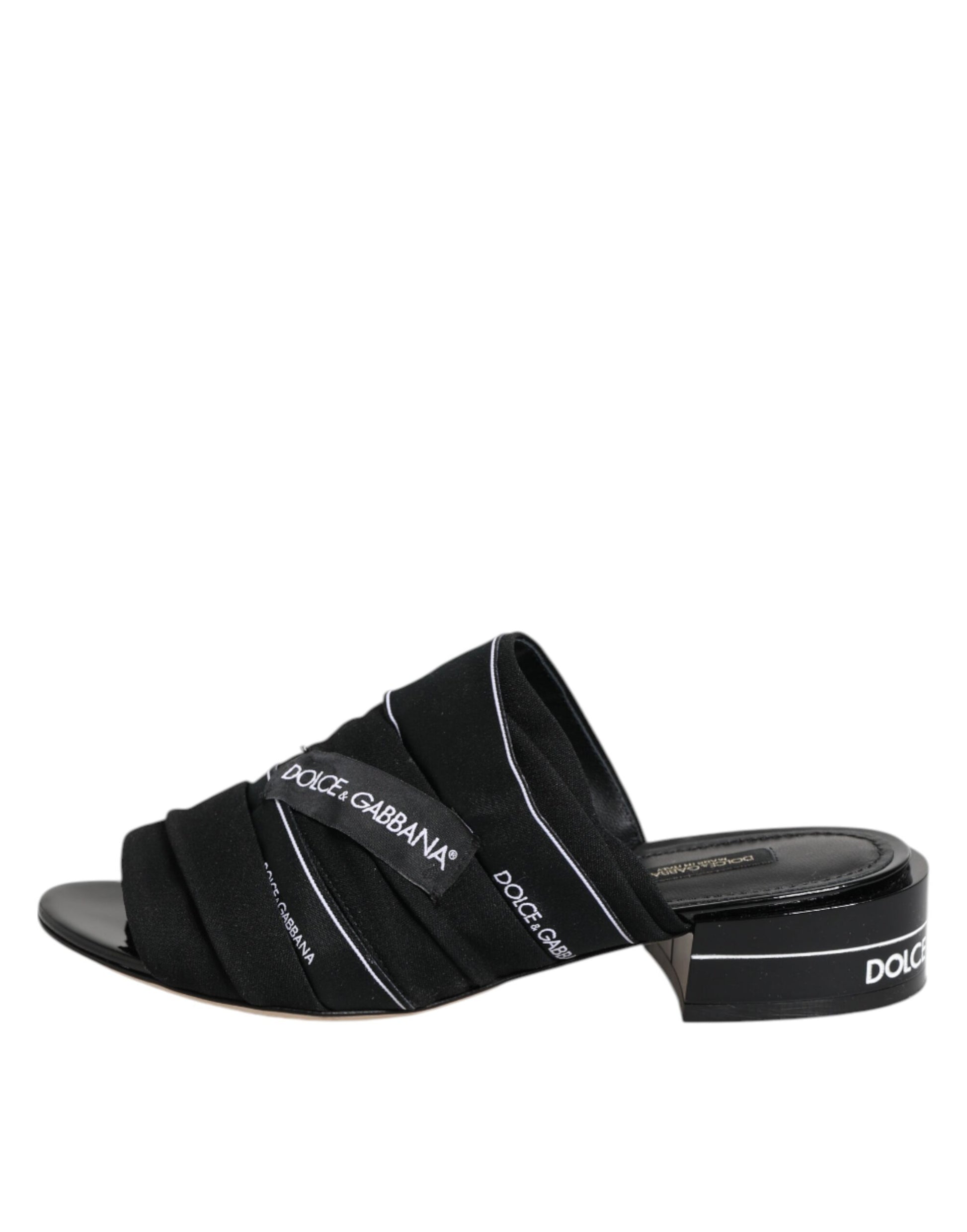 Dolce & Gabbana Black Slides Slip On Sandals Shoes