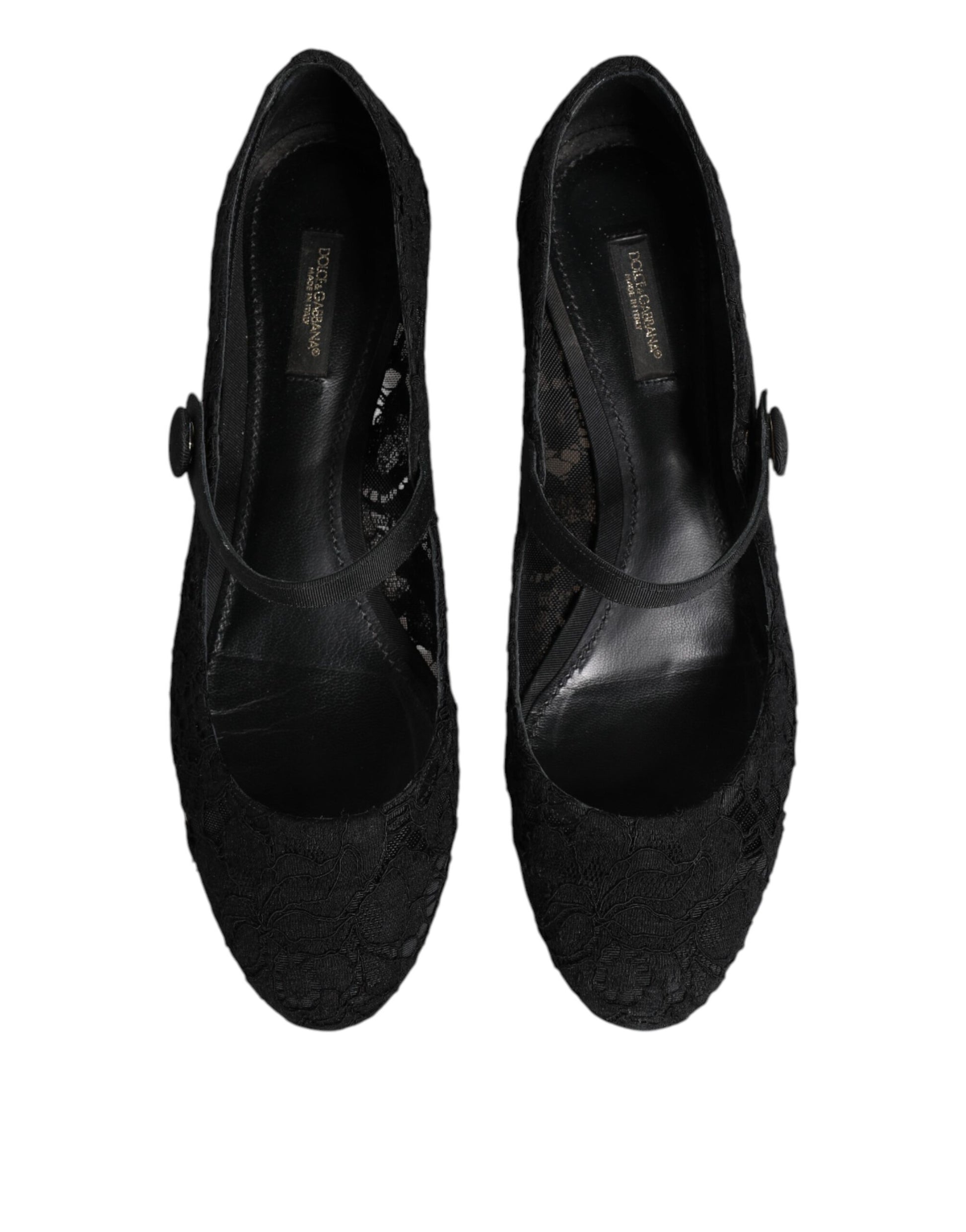 Dolce & Gabbana Black Vally Taormina Floral Lace Pumps Shoes