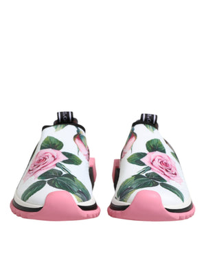 Dolce & Gabbana White Rose Print Sorrento Sneakers Shoes
