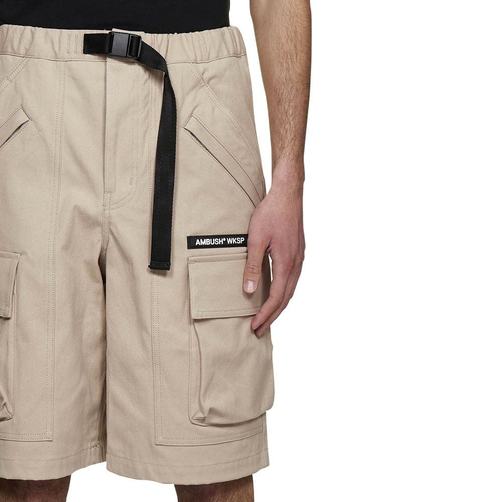 Ambush Beige Cotton Bermuda Shorts