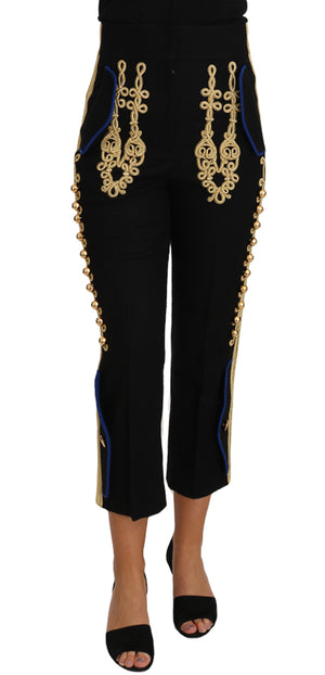 Militärische verzierte Hose Schwarz Gold Anzughose