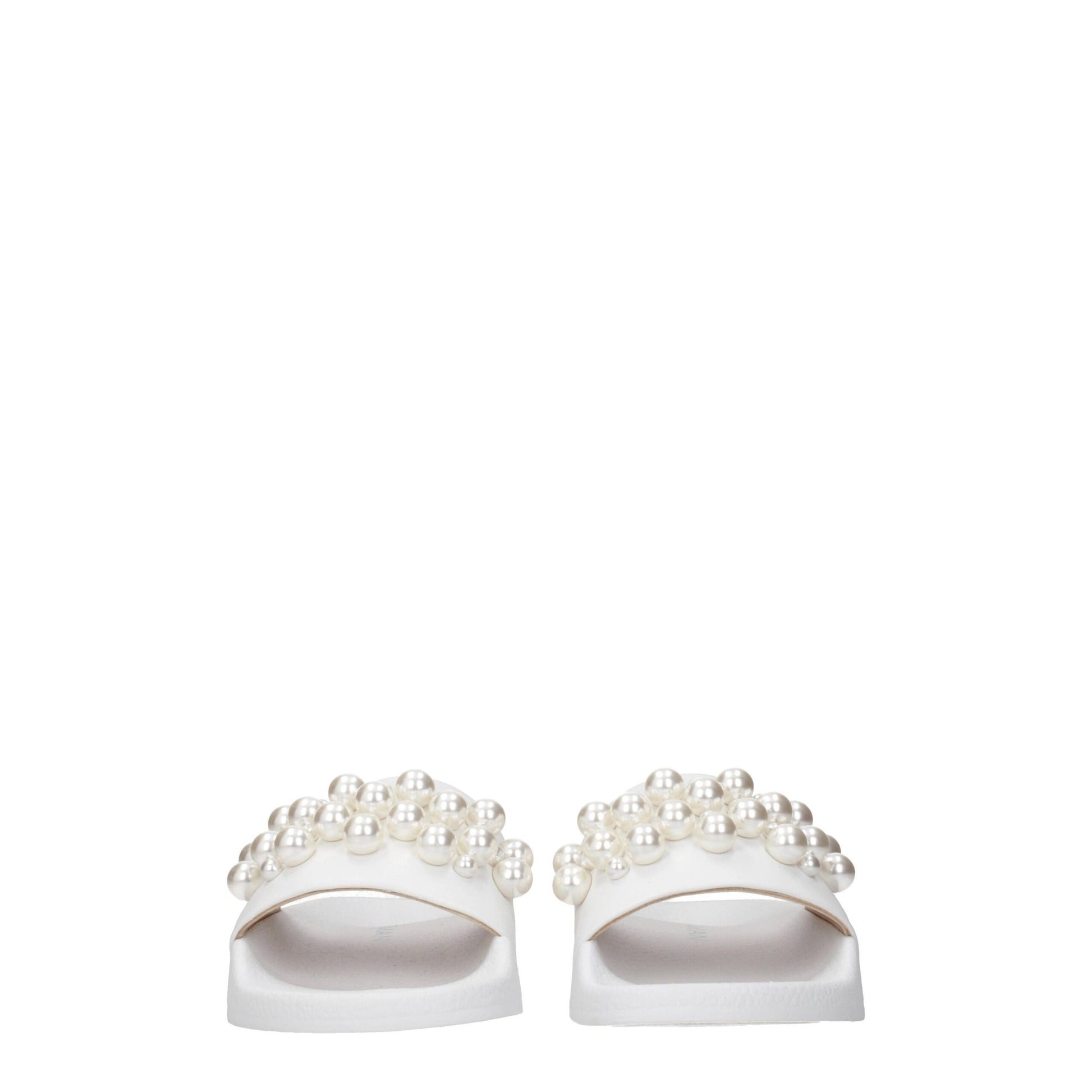 White Leather Slippers Sandals