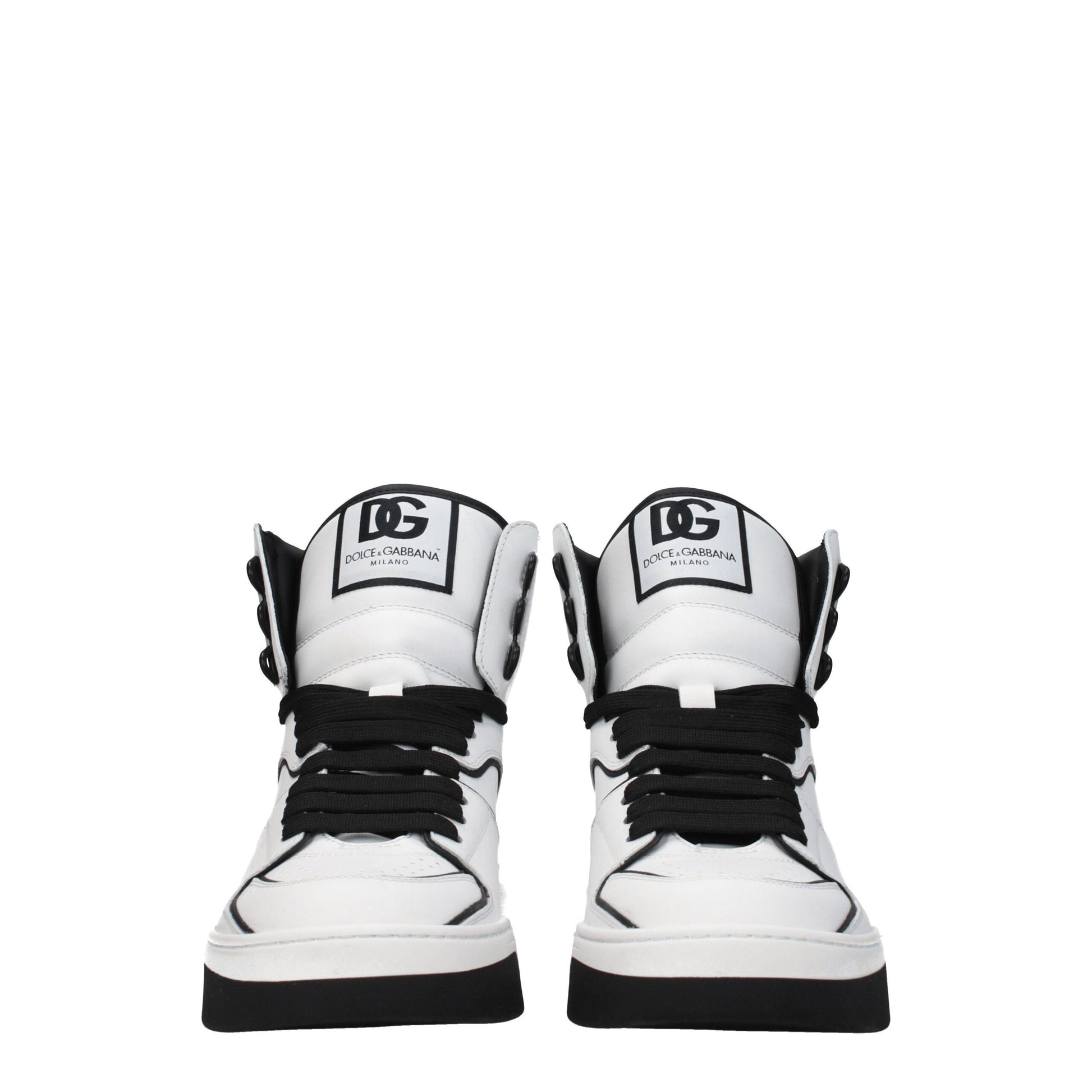 Dolce & Gabbana White Leather High Top Sneakers