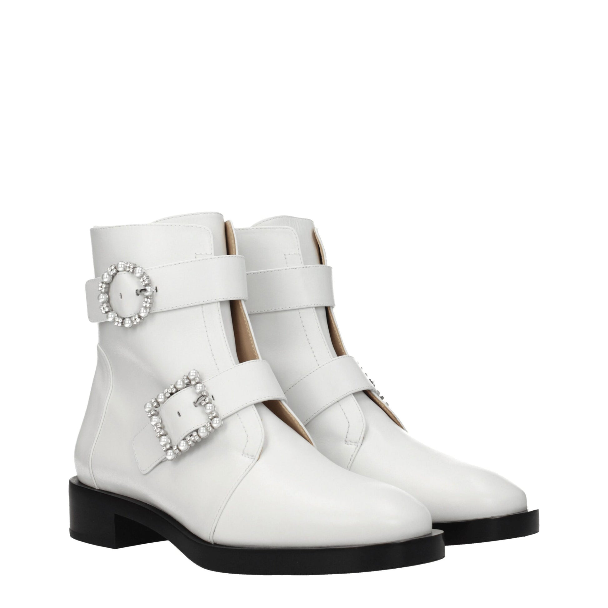 White Leather Ankle Boots