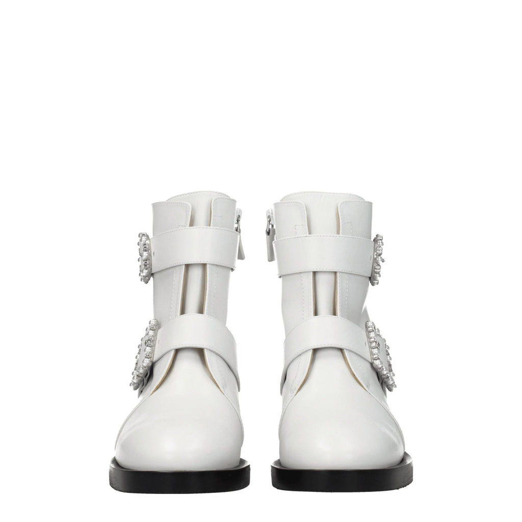 White Leather Ankle Boots