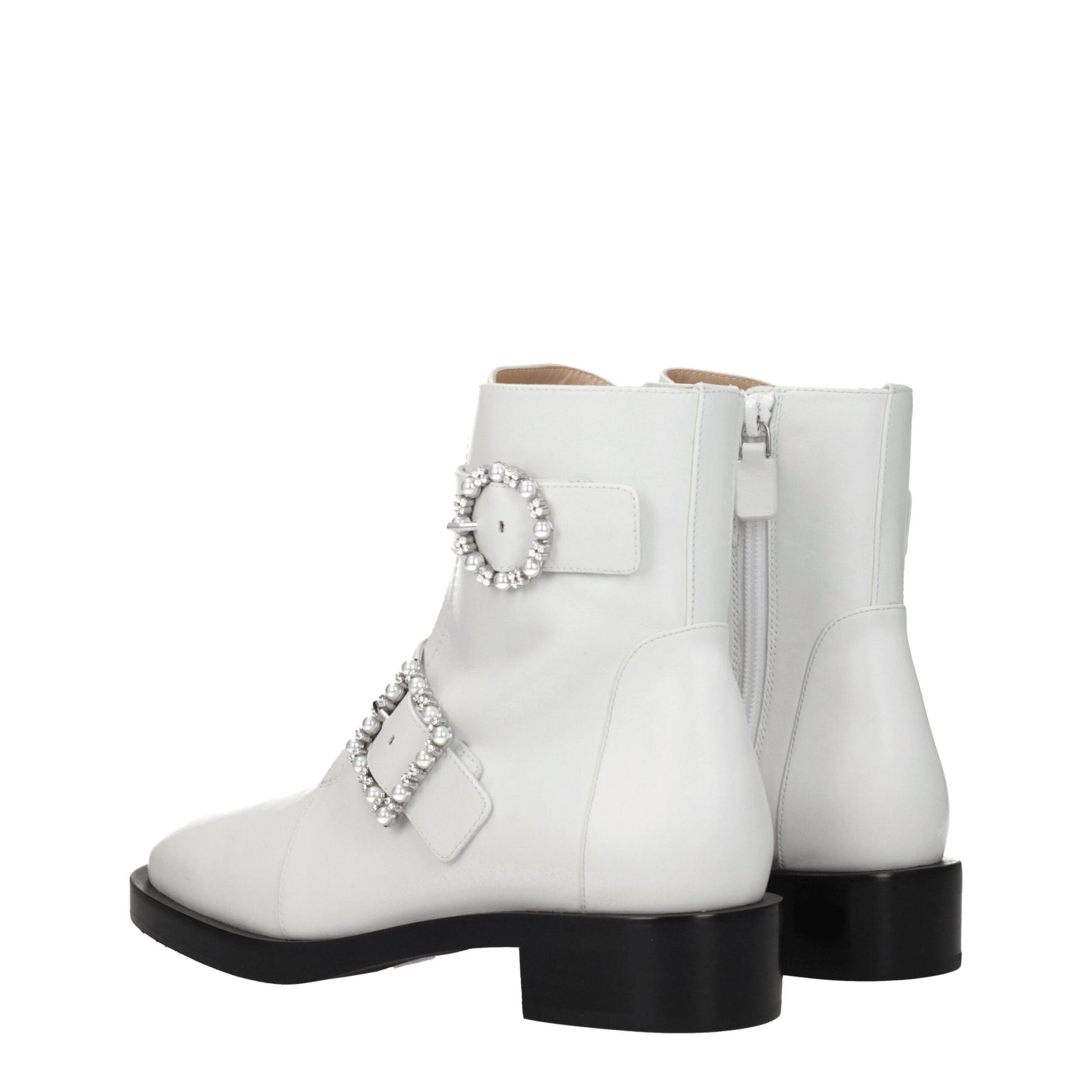 White Leather Ankle Boots