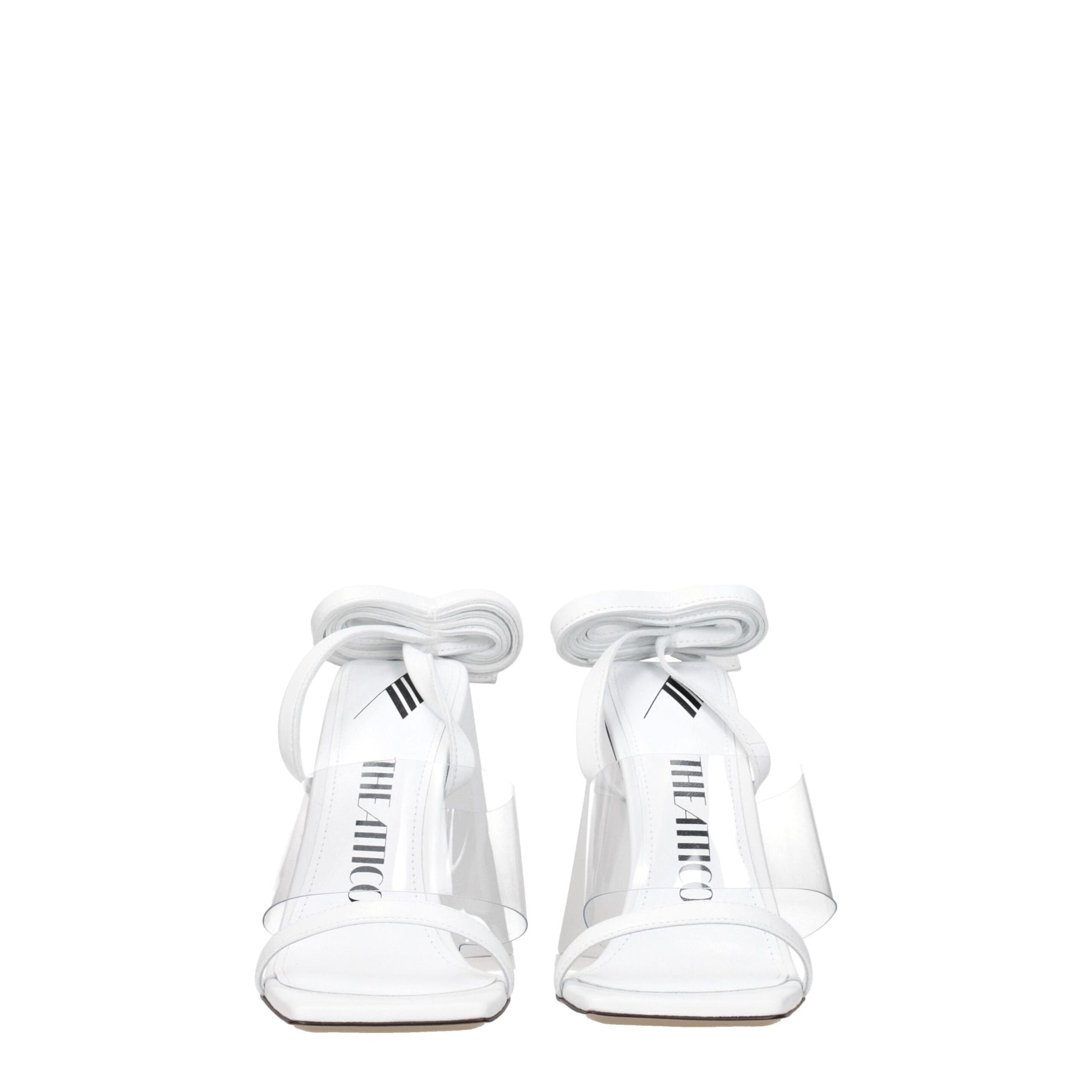 White Leather Stiletto Heels Sandals