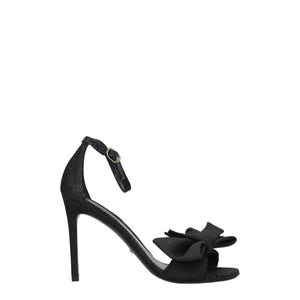 Black Satin Stiletto Heels Sandals