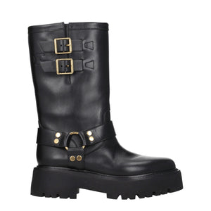 Gold Leather Ankle Boots