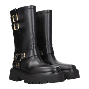 Gold Leather Ankle Boots