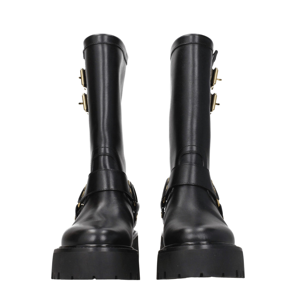 Gold Leather Ankle Boots