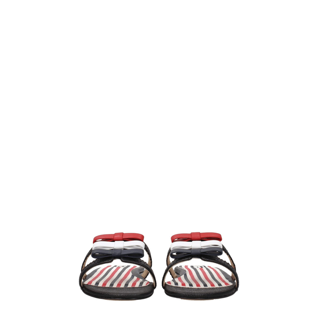 Black Leather Slippers Sandals