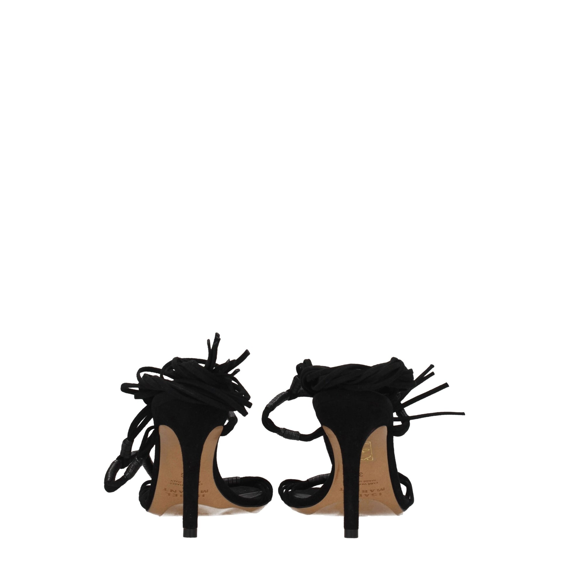 Black Leather Stiletto Heels Sandals