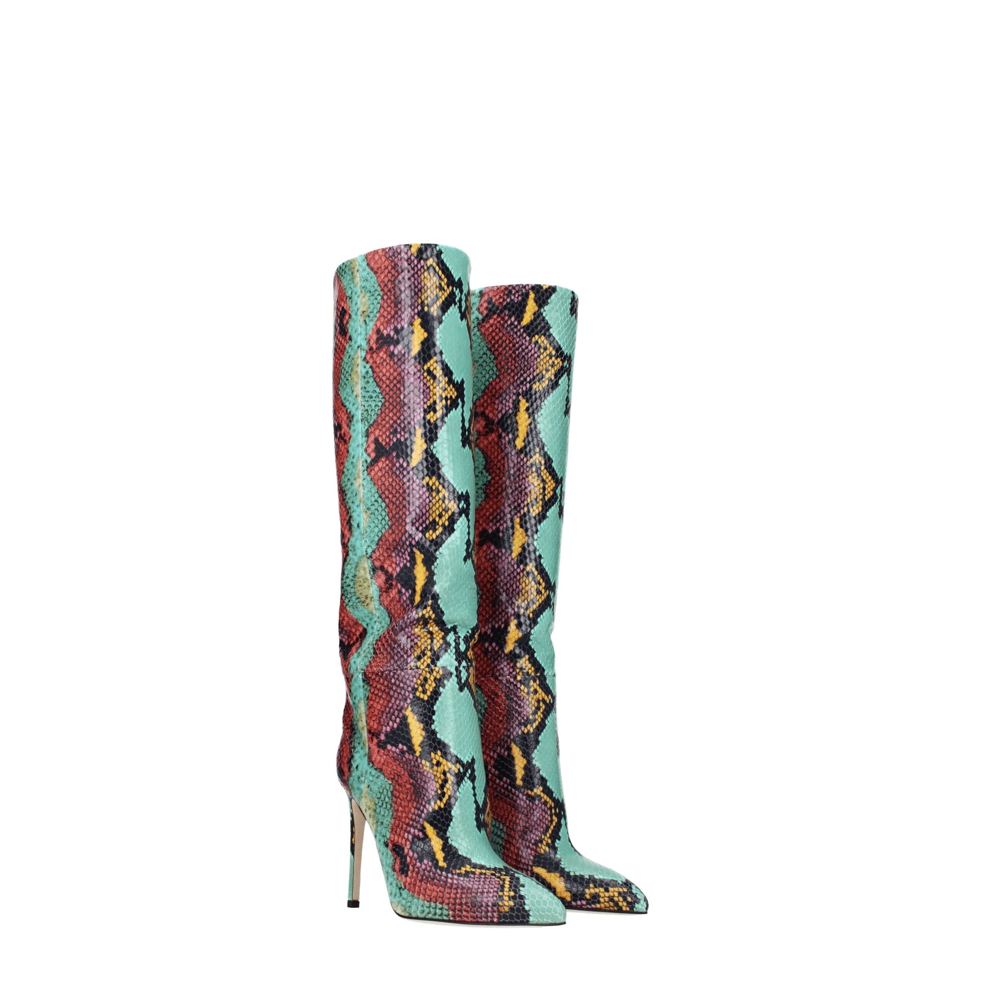 Multicolor Leather High Heel Boots