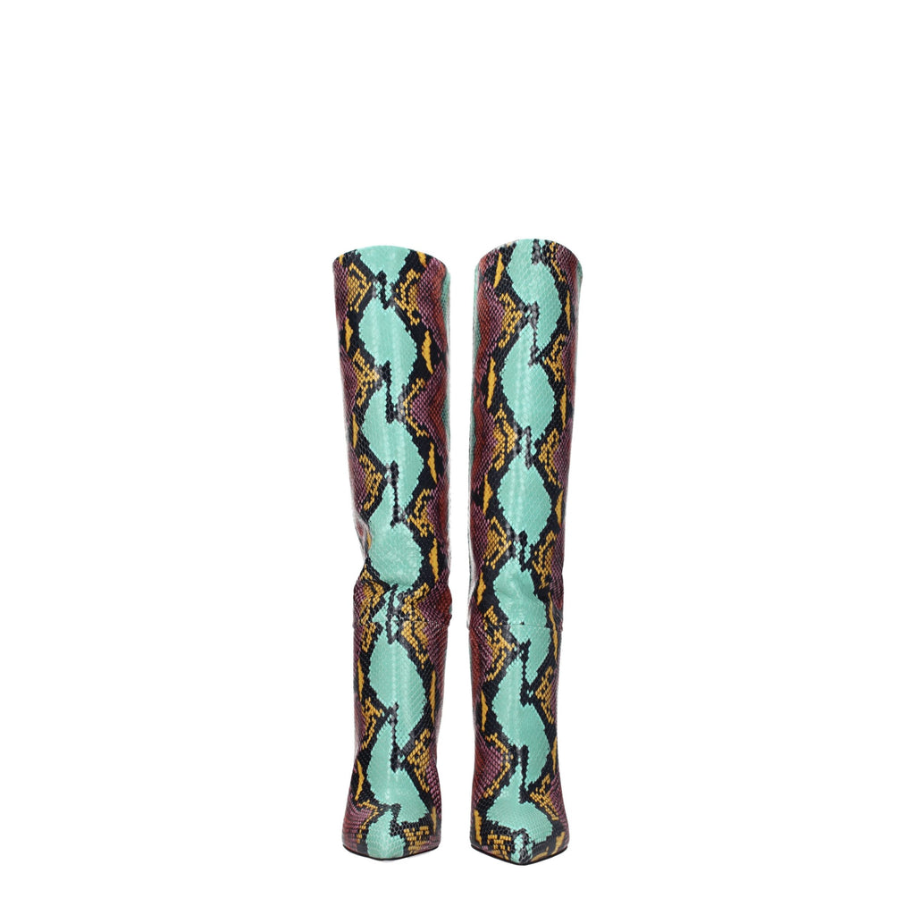 Multicolor Leather High Heel Boots