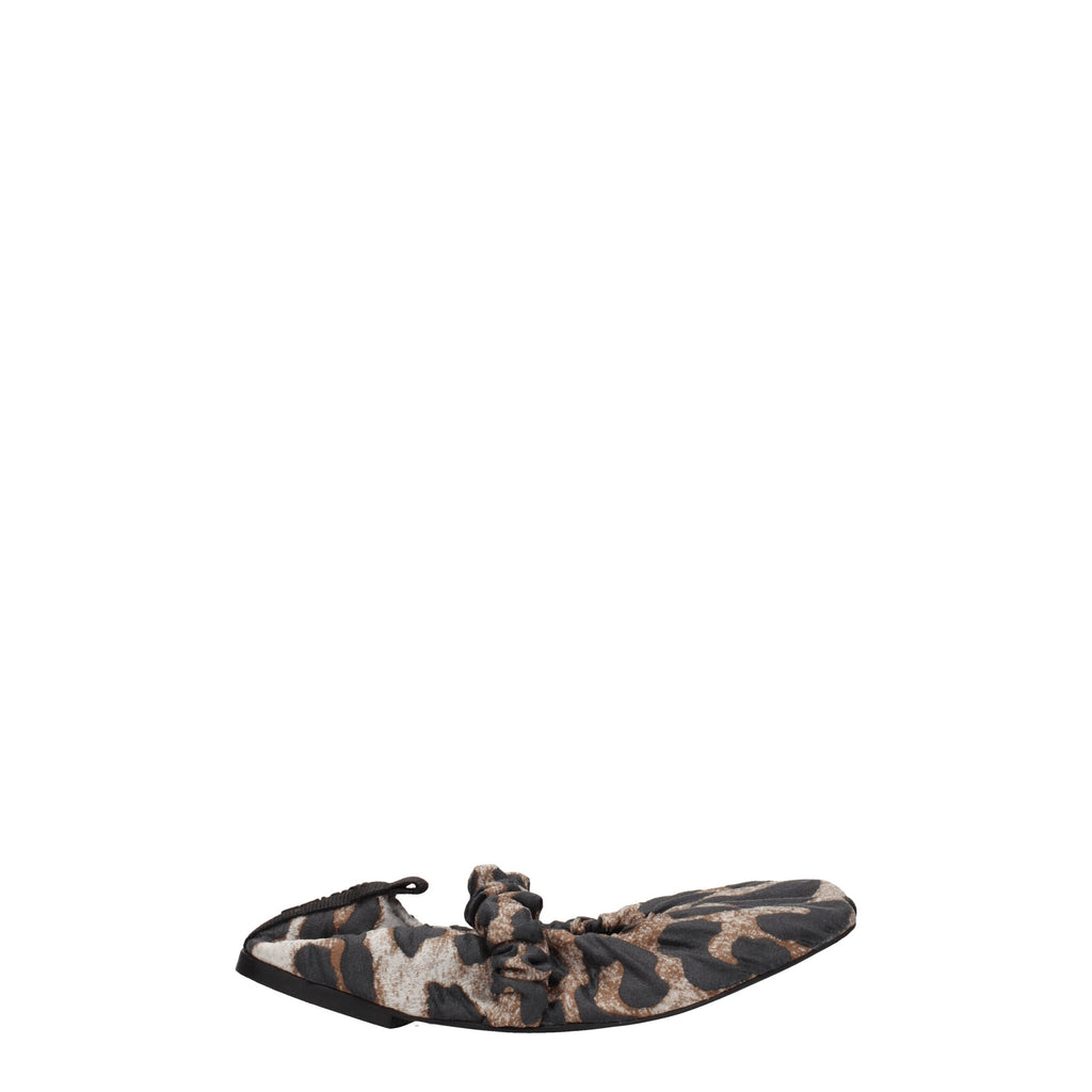 Beige Fabric Ballet Flats