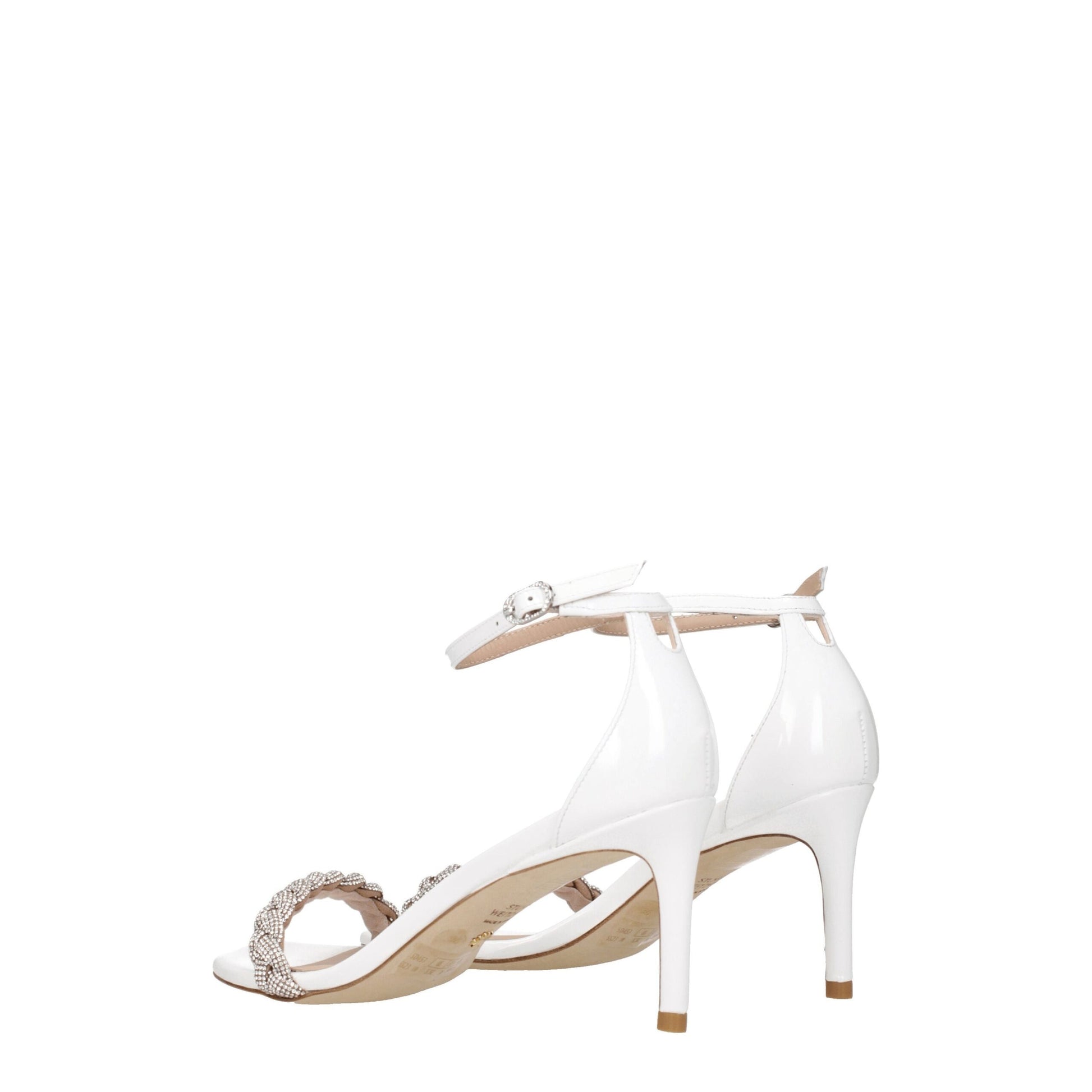 White Leather Stiletto Heels Sandals