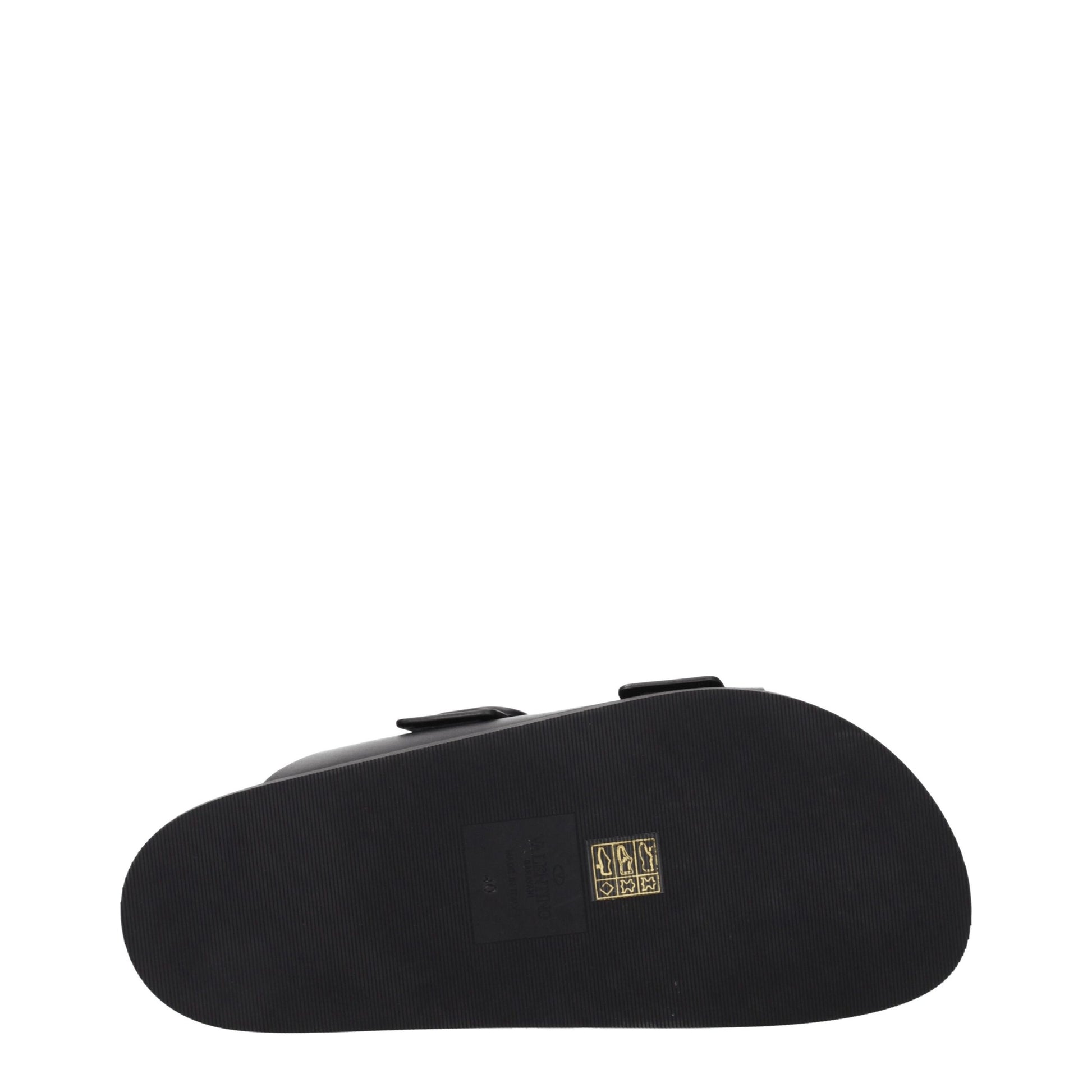 Black Leather Slippers Sandals
