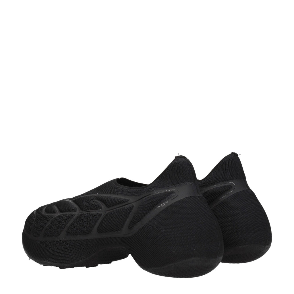 Black Fabric Slip-On Loafers