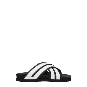 Palm Angels White Leather Slippers