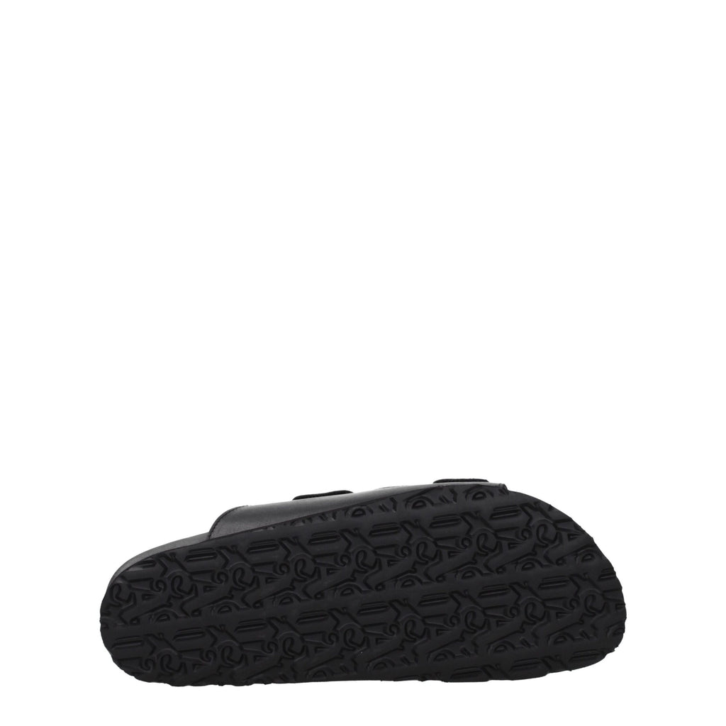 Black Leather Slippers Sandals