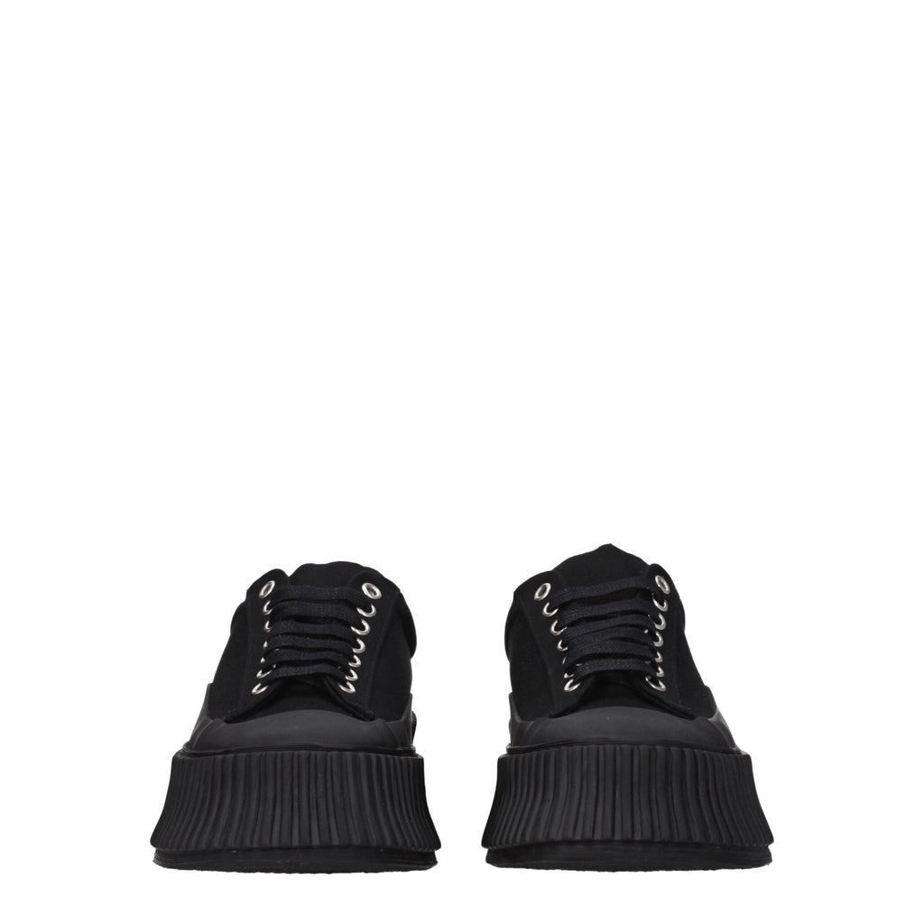 Black Fabric Chunky Sneakers