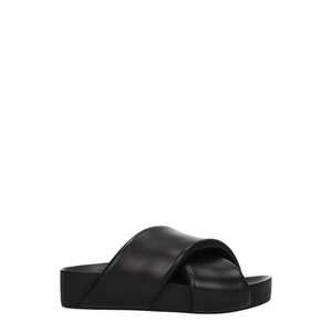Jil Sander Black Leather Slippers