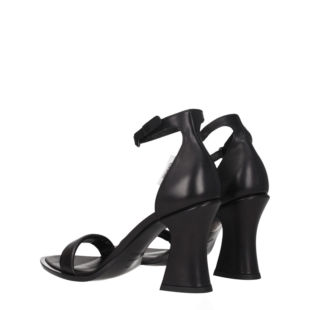 Black Leather Flat Sandals