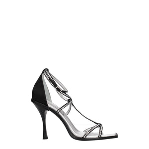 Black Satin Stiletto Heels Sandals