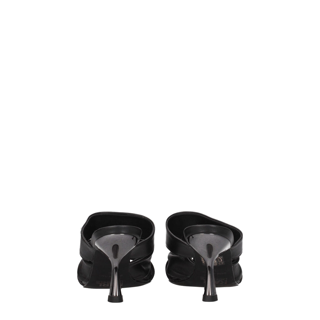 Black Leather Stiletto Heels Sandals