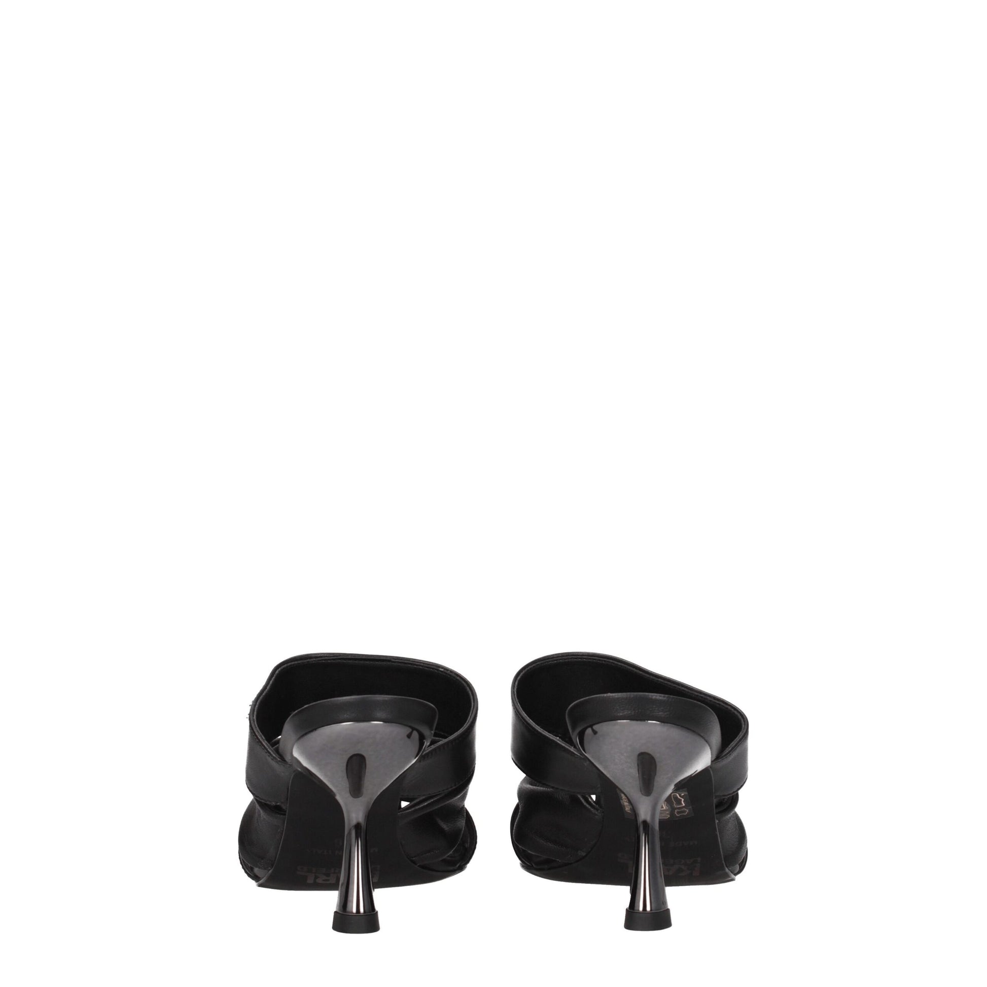 Black Leather Stiletto Heels Sandals
