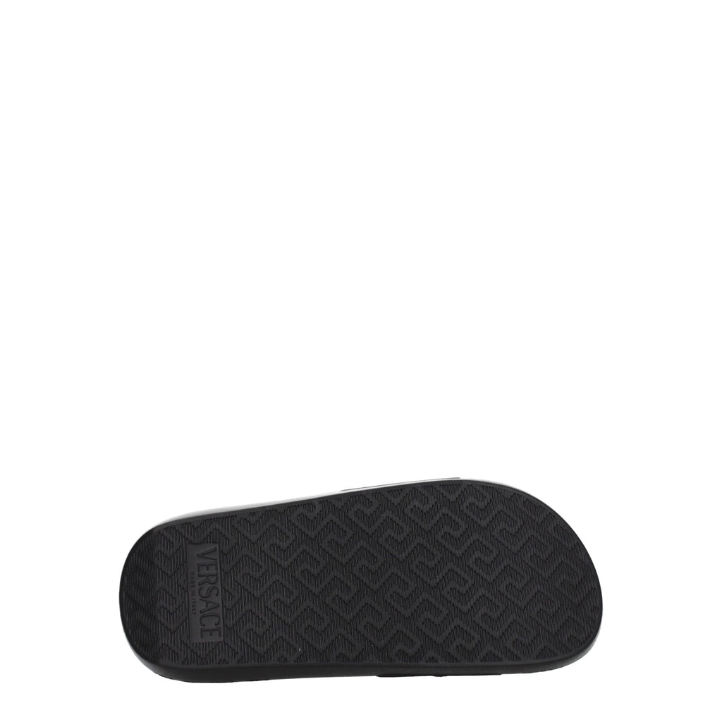 Black Leather Slippers Sandals