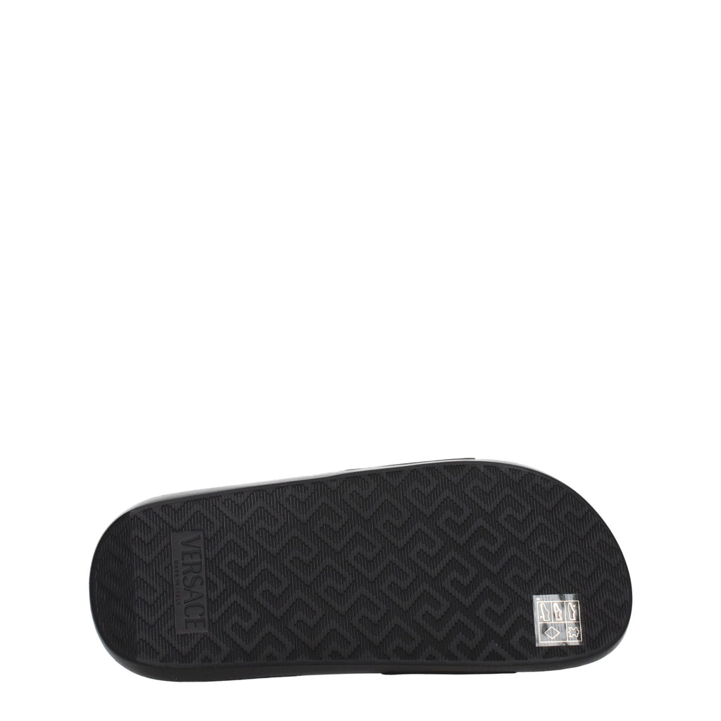 Black Leather Slippers Sandals