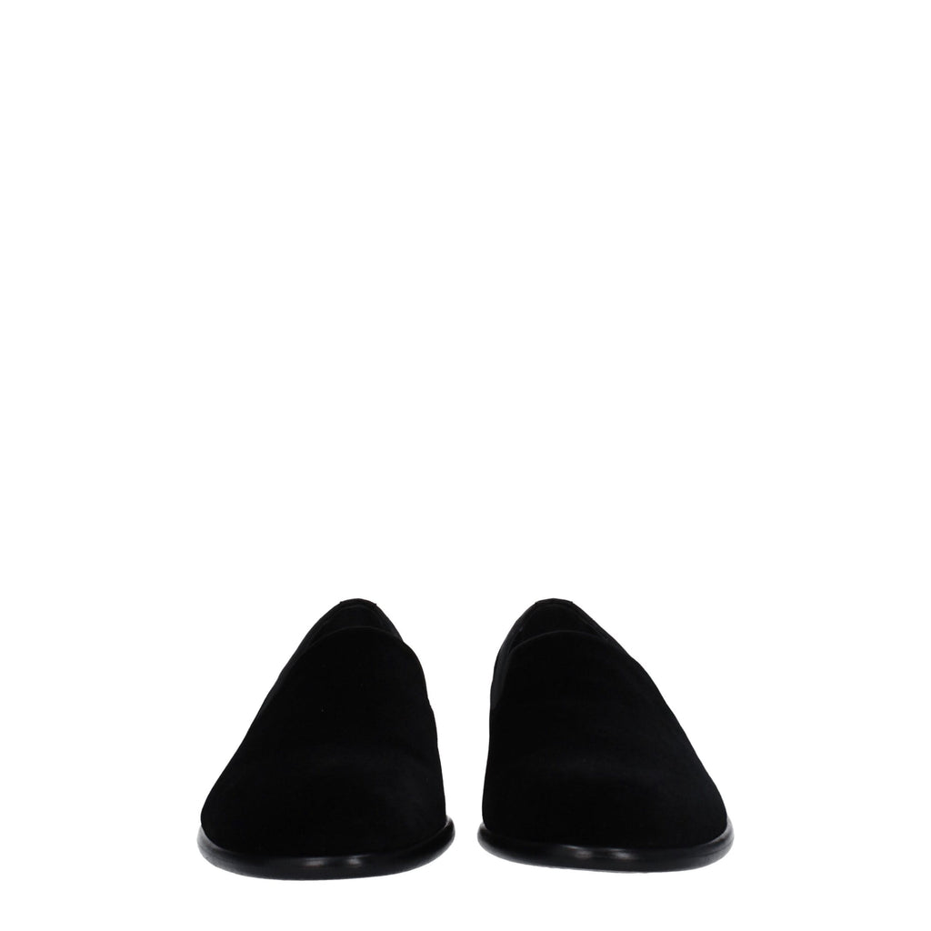 Black Velvet Slip-On Loafers