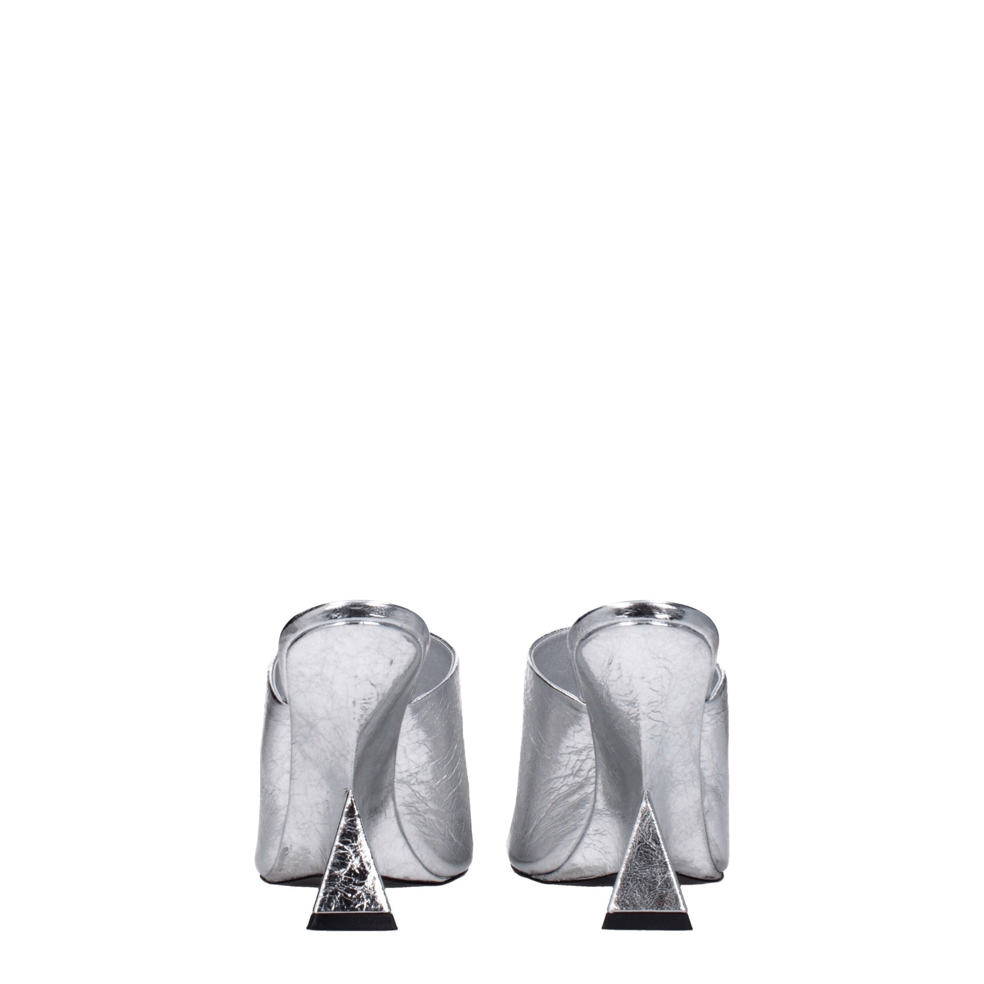 The Attico Gray Leather Platform Sandals