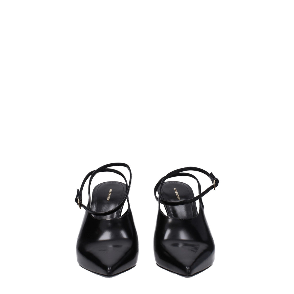 Black Leather High Heel Pumps