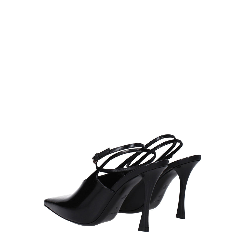 Black Leather High Heel Pumps