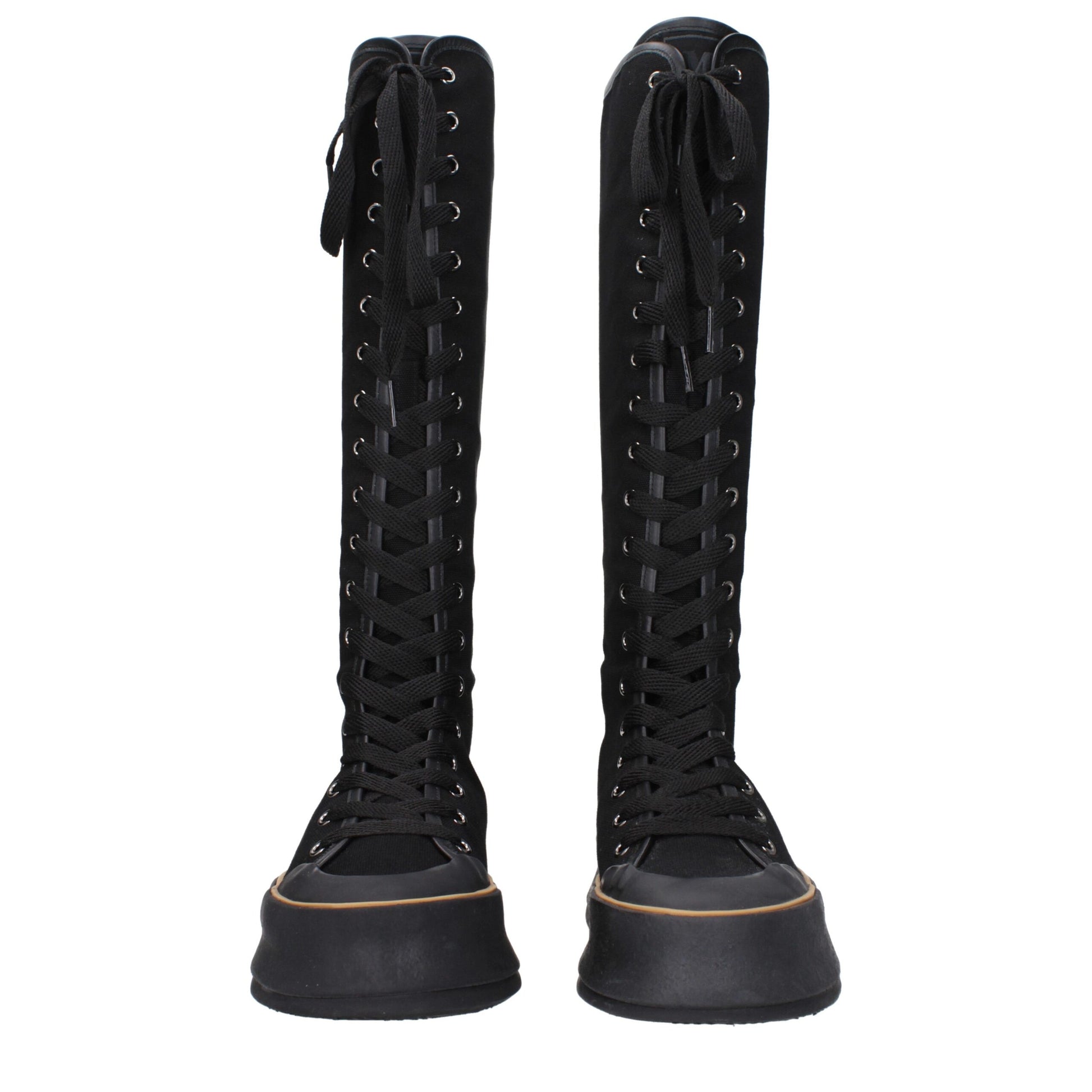 Max Mara Black Fabric Lace-Up Boots
