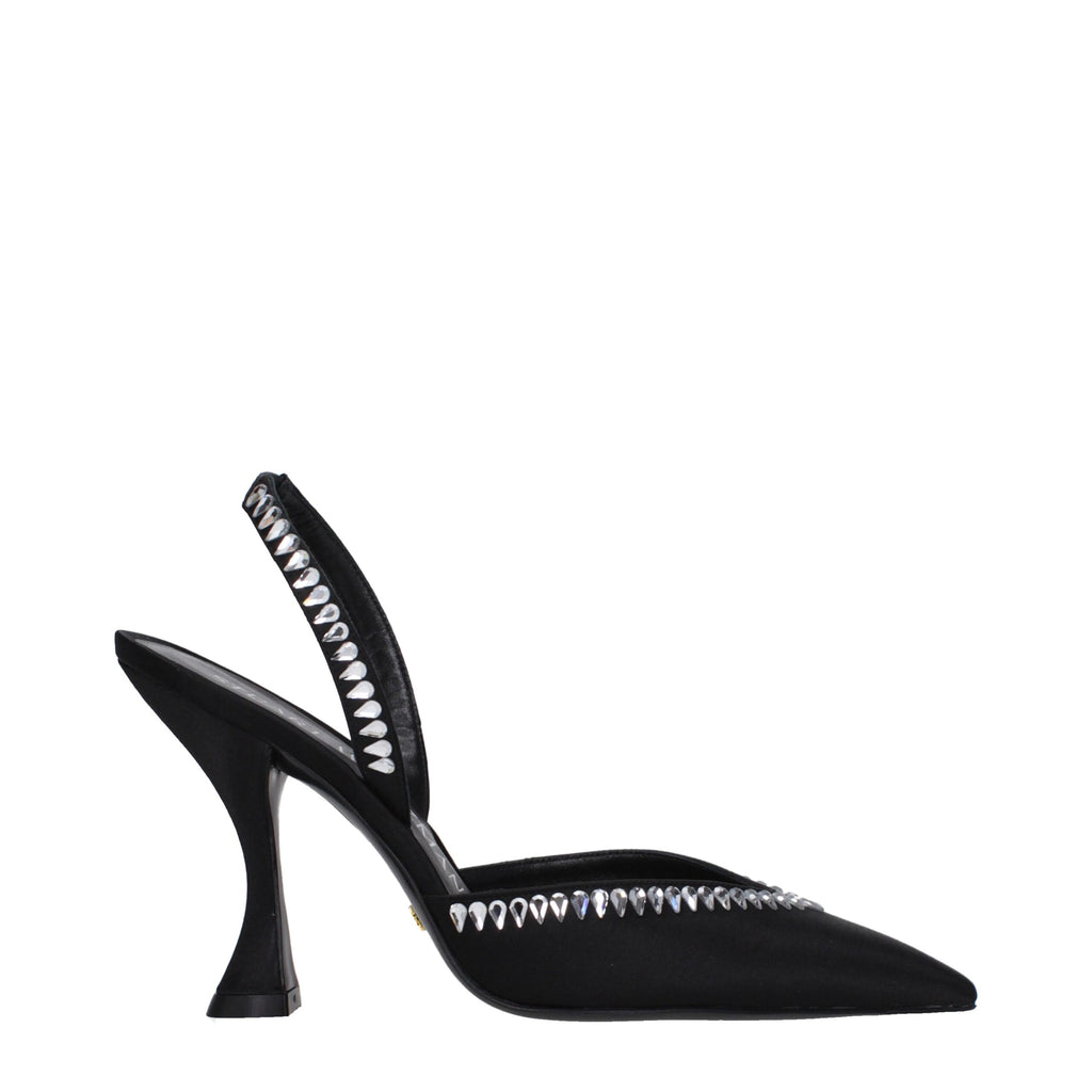 Black Satin Stiletto Heels Sandals