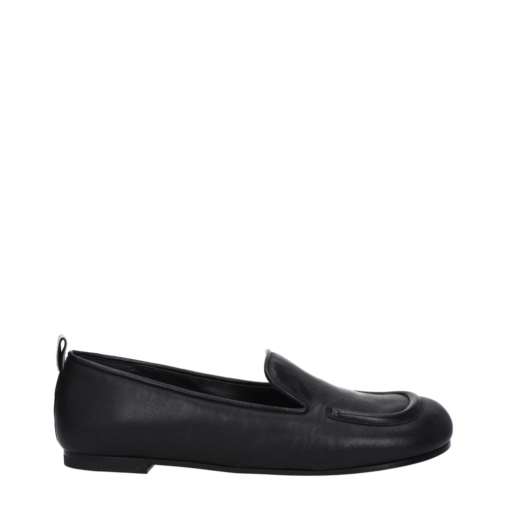 Premiata Black Leather Slip-On Loafers