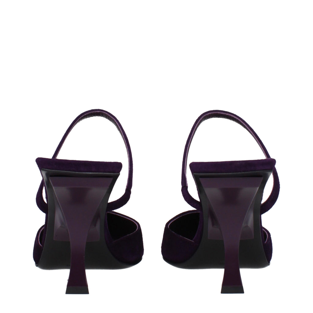 Purple Leather Stiletto Heels Sandals