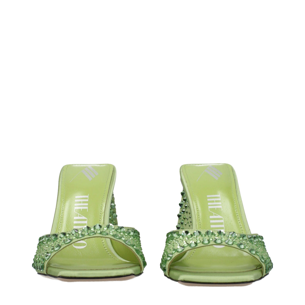 Green Satin Stiletto Heels Sandals