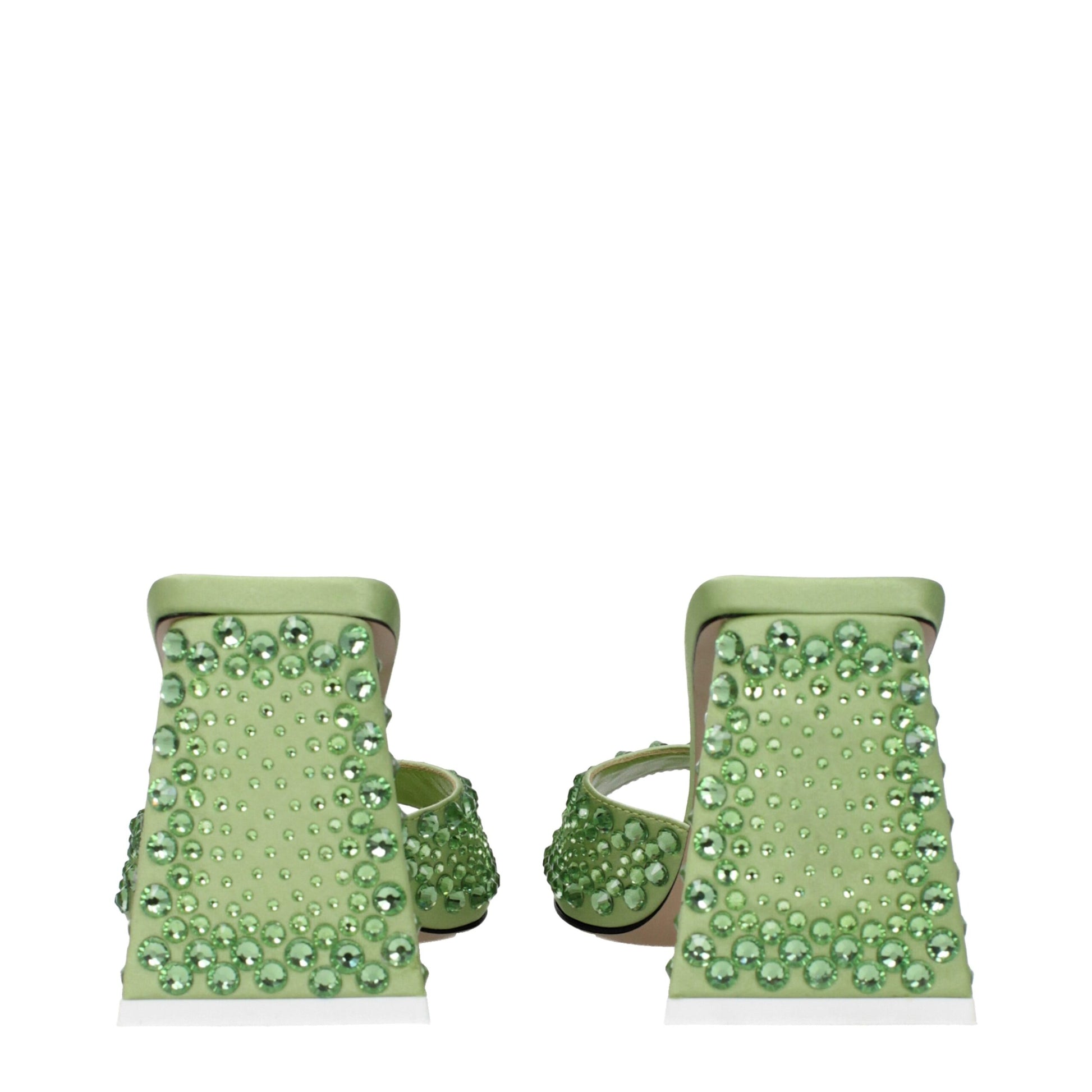 The Attico Green Satin Stiletto Heel Sandals