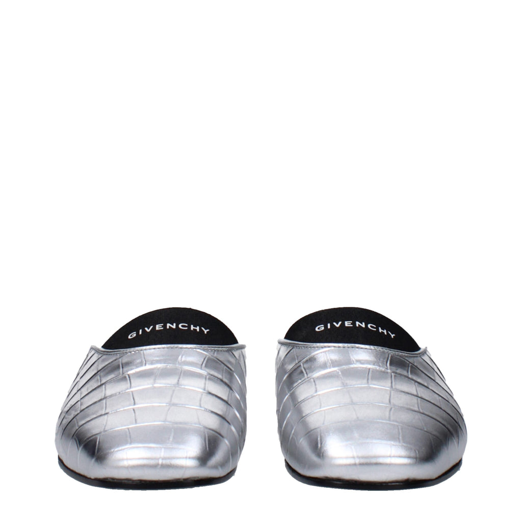 Gray Leather Slippers Sandals