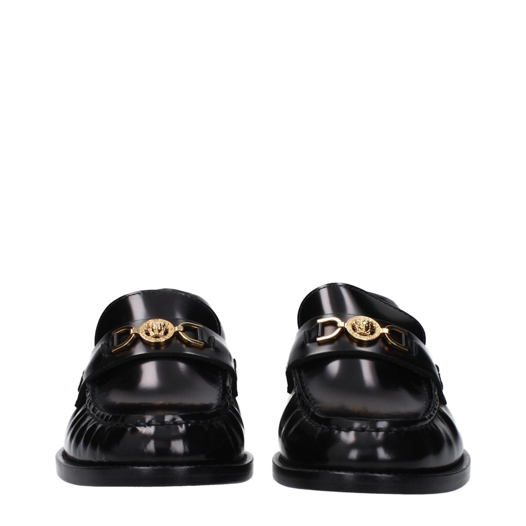 Black Leather Slip-On Loafers
