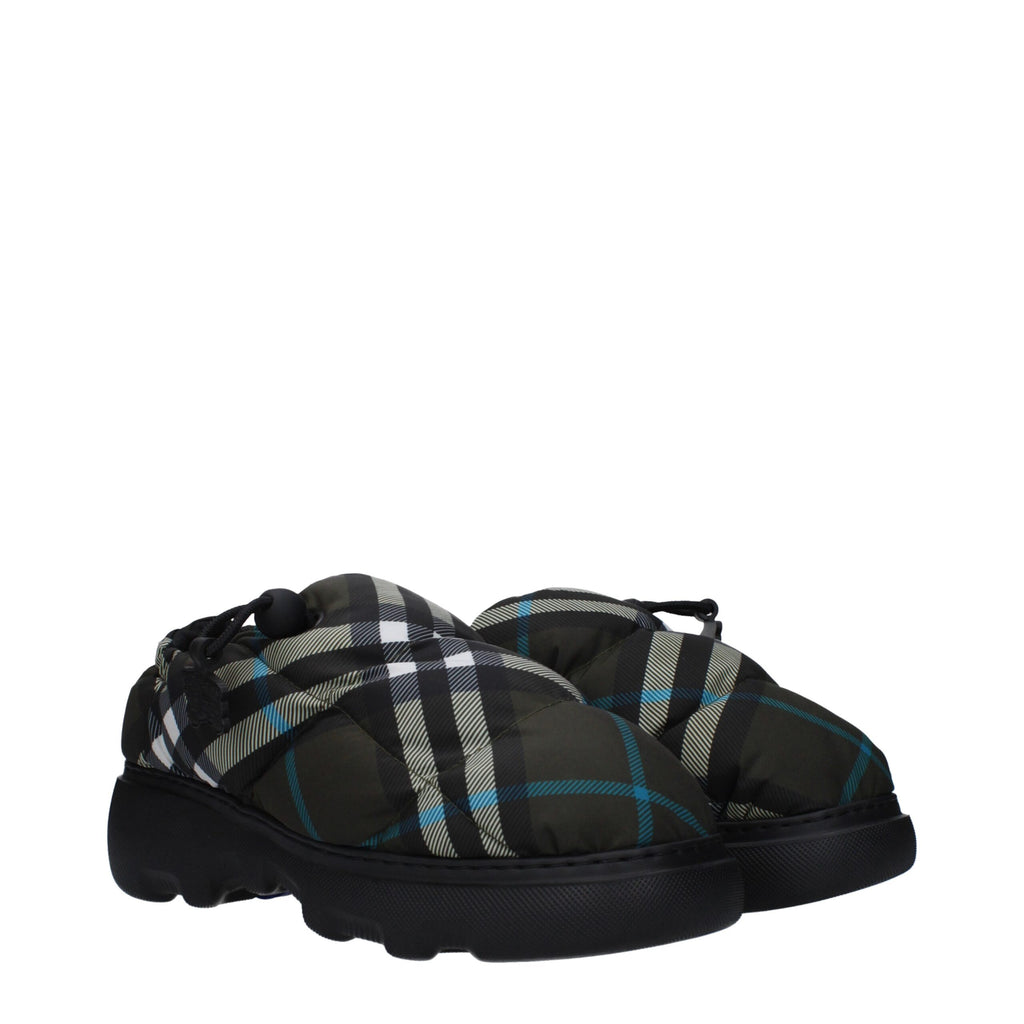 Green Fabric Slip-On Loafers